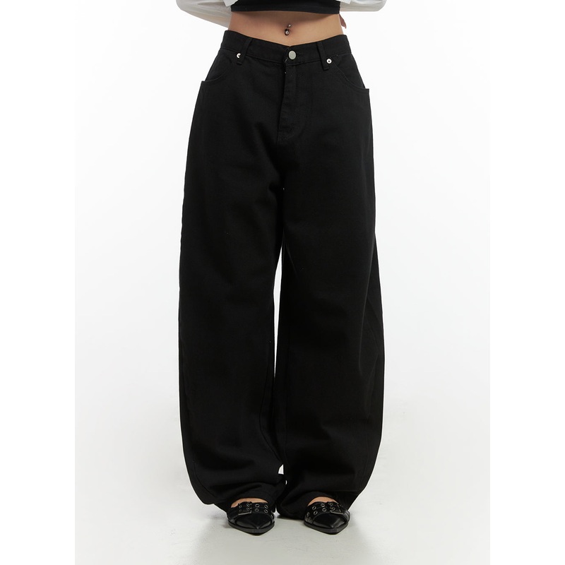 Comfy Cotton Wide-Leg Trousers CO414 Black S