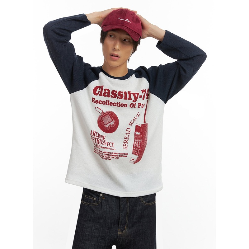 Men’s Retro Print Shirt IO417 Dark blue M/L