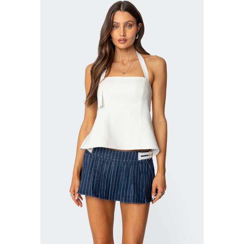 Yazi Backless Halter Top CREAM XS