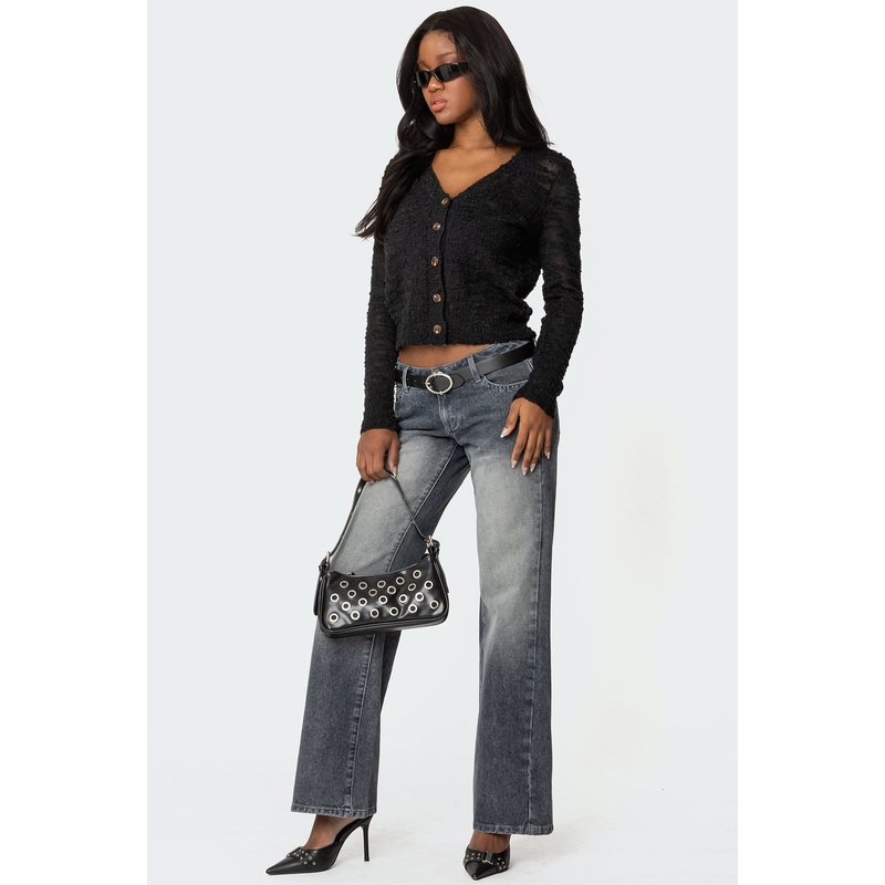 Alysse Low Rise Washed Jeans GRAY WASHED XS