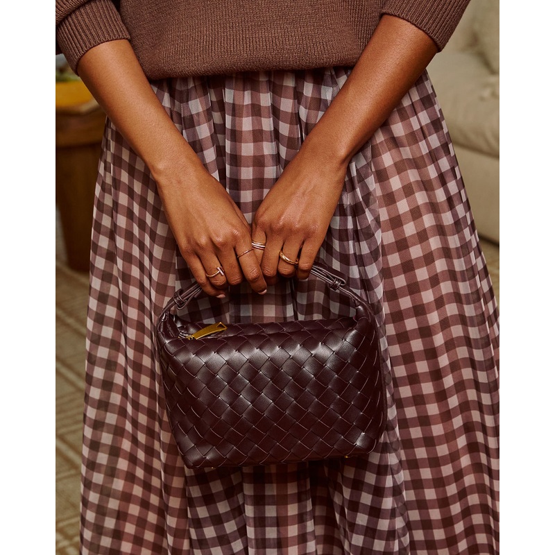 Briarly Woven Leather Top Handle Bag Brown O/S