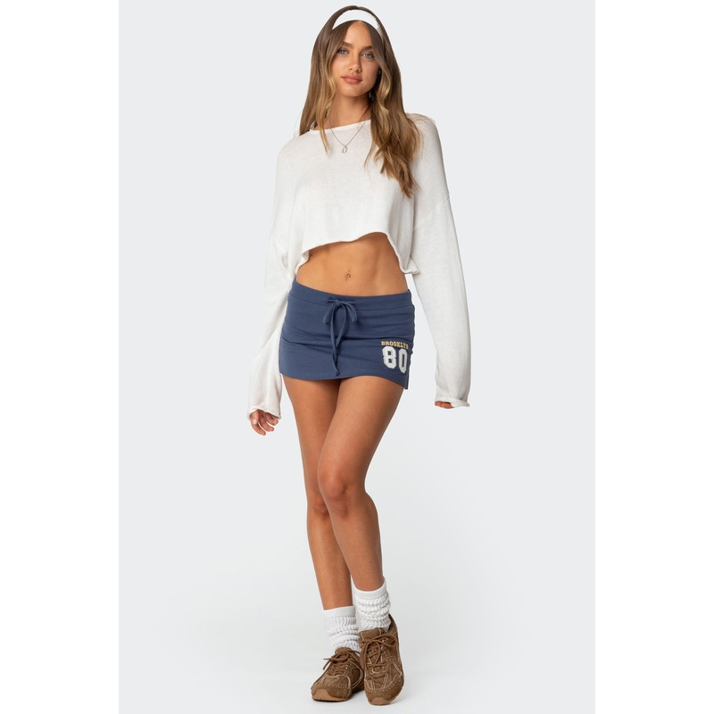 Brooklyn Embroidered Micro Skort BLUE XS