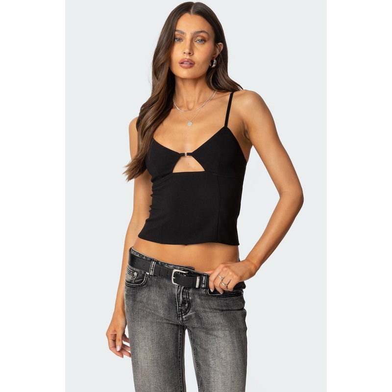 Liana Cut Out Tank Top BLACK XS