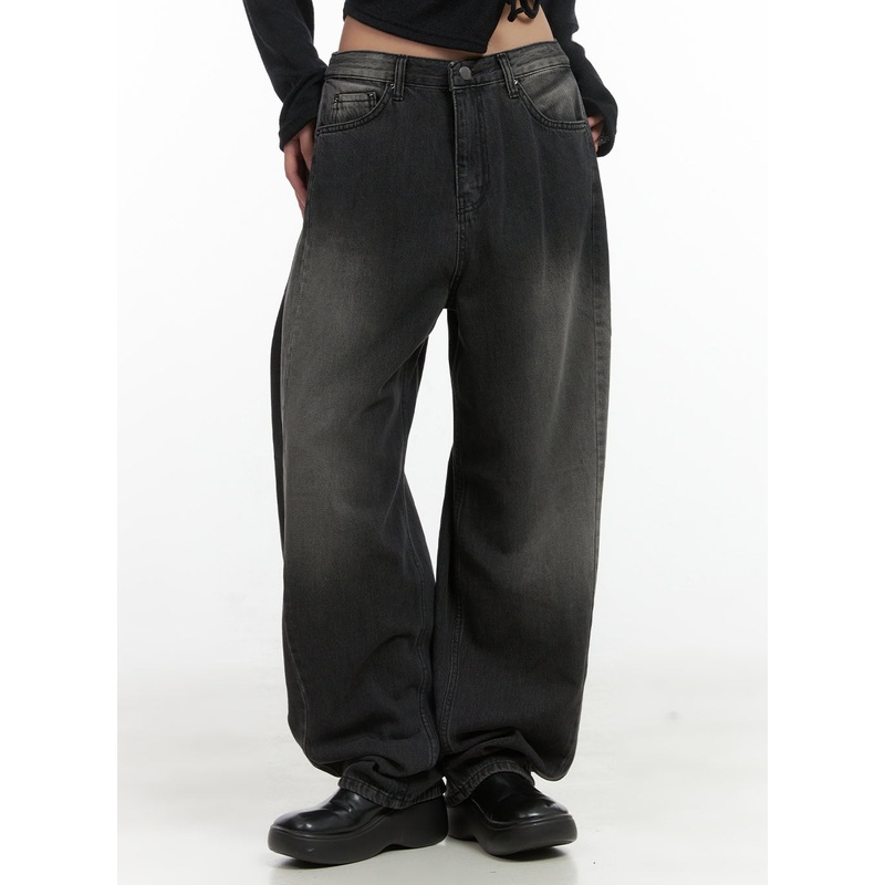 Margo Wide Fit Washed Denim Jeans CO417 Black S