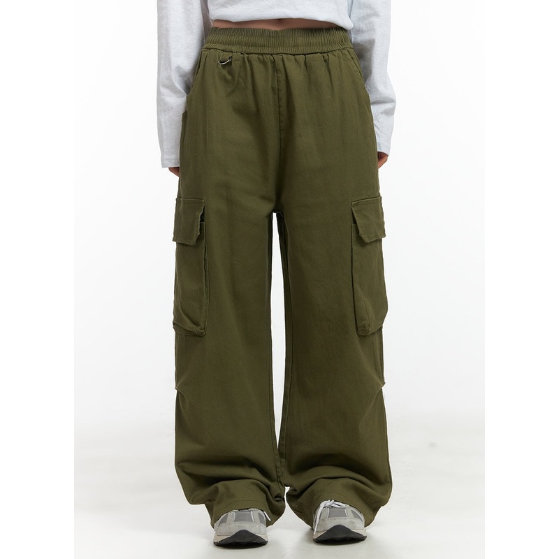 Wide Fit Banded Cargo Pants CO417 Green S