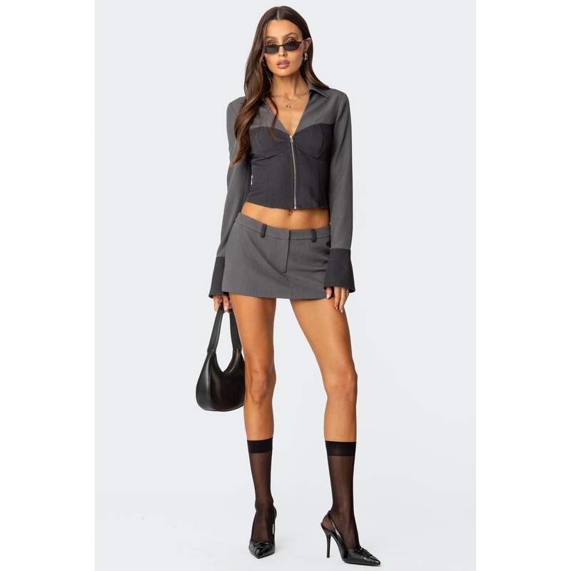 Angela Tailored Mini Skort GRAY XS