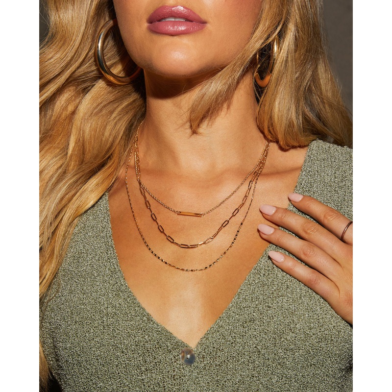 Elsie Layered Chain Necklace Gold O/S