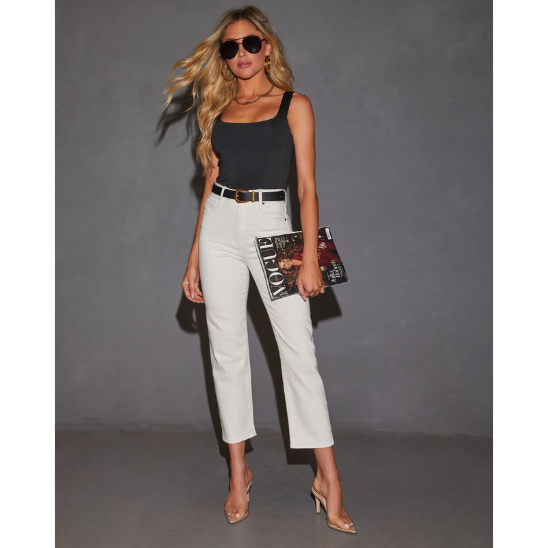 Erika Stretch Slim Straight High Rise Jean White 24