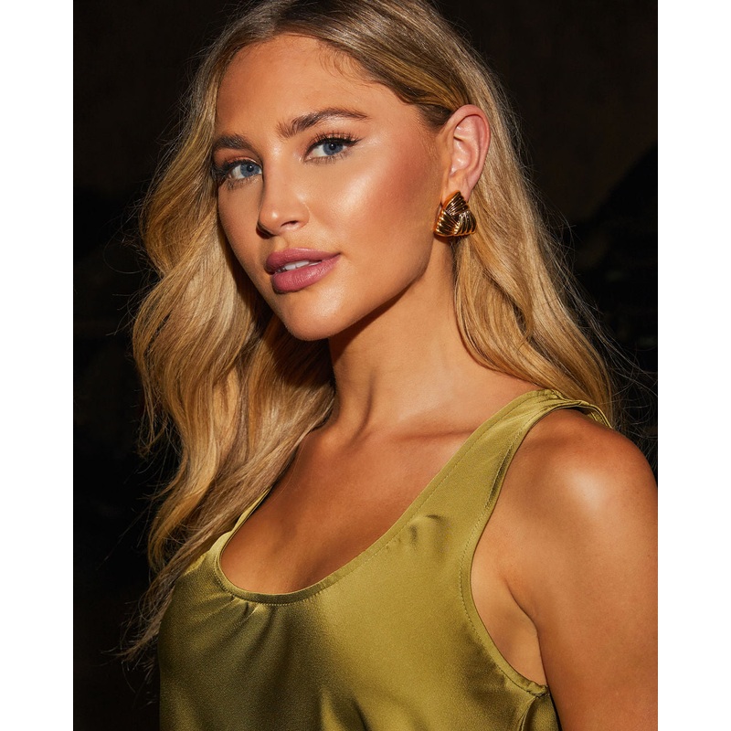 Glam Time Triangle Stud Earrings Gold O/S