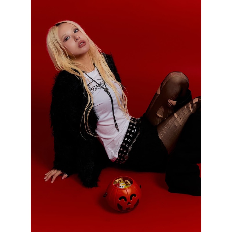 Lettering Long Sleeve Slim TShirt CO419 Dark gray S/M