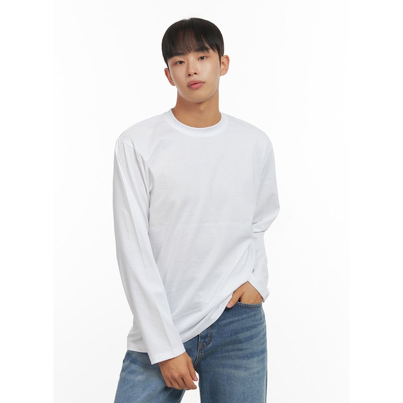 Men’s Basic Long Sleeve T-Shirt IO420 White M