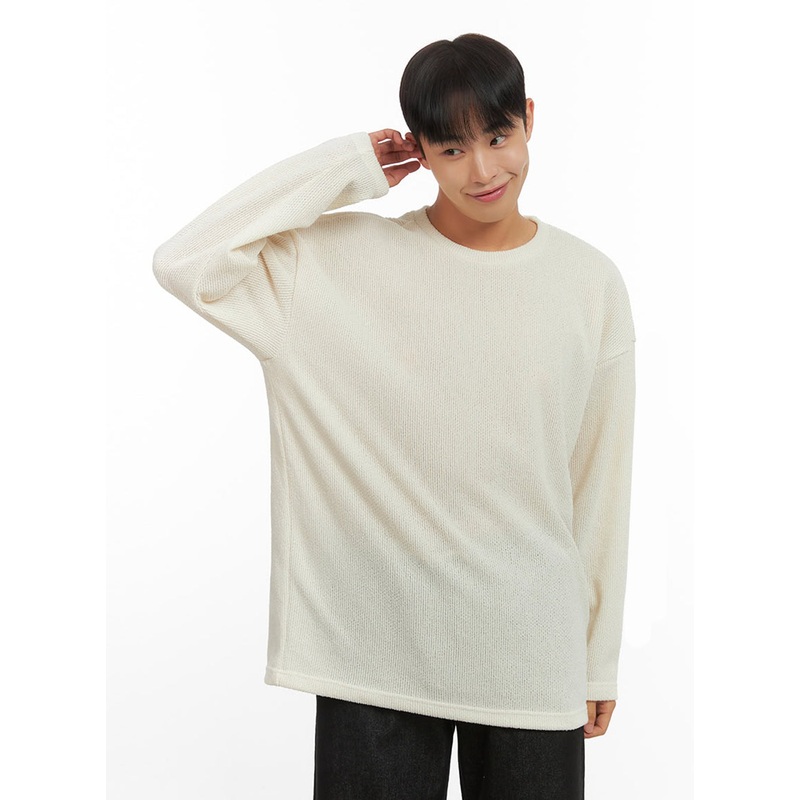 Men’s Basic Oversized Knit IO420 Light beige M/L
