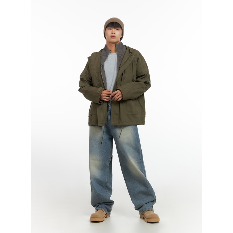 Men’s Washed Wide Fit Jeans IO420 Blue S