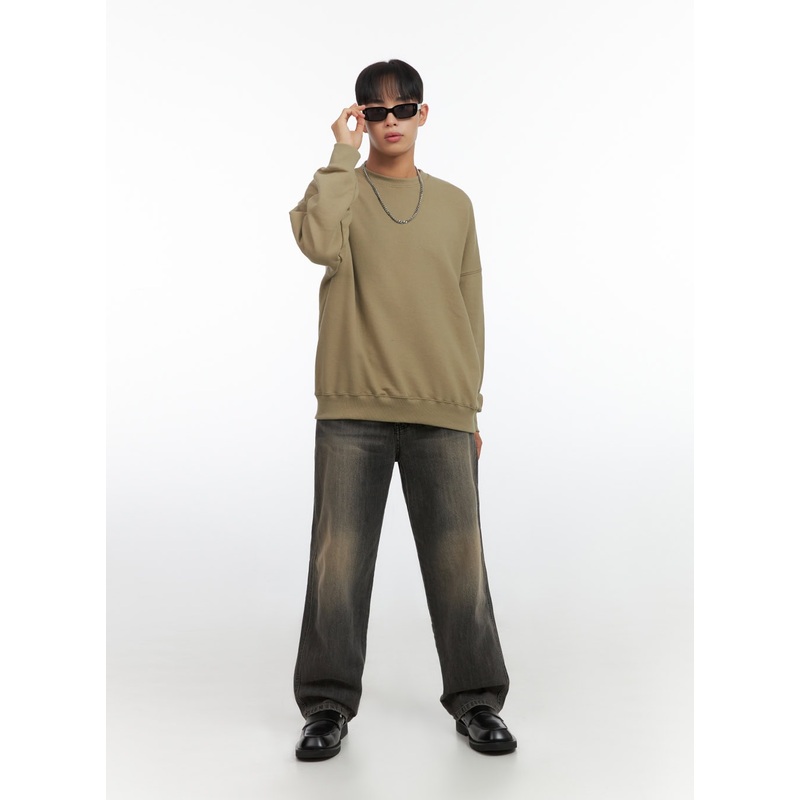 Men’s Washed Wide Leg Jeans IO420 Black 1XS