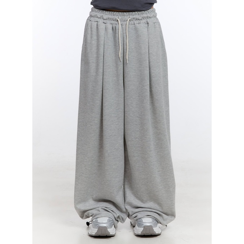 String Pintuck Wide Sweatpants CO419 Gray S/M