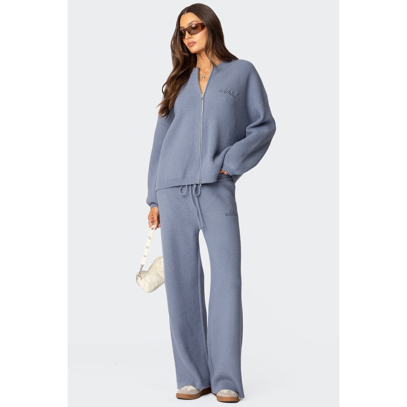 Kris Ribbed Knit Sweatpants BLUE XS