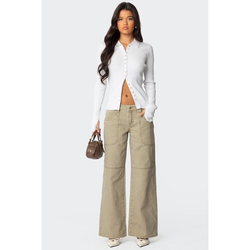 Morgan Low Rise Carpenter Jeans LIGHT BROWN XS