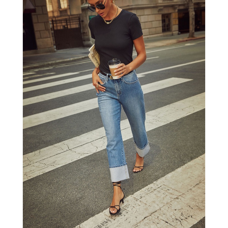 Ashland Stretch Super High Rise Straight Jeans Medium Wash 24