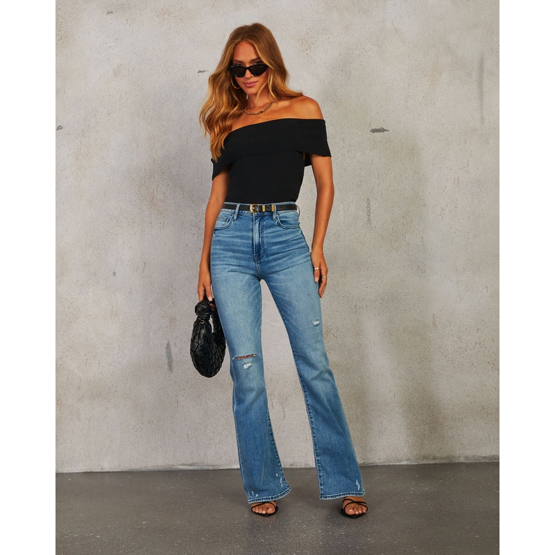 Ayla Super Stretch High Rise Flare Jeans Medium Blue 24