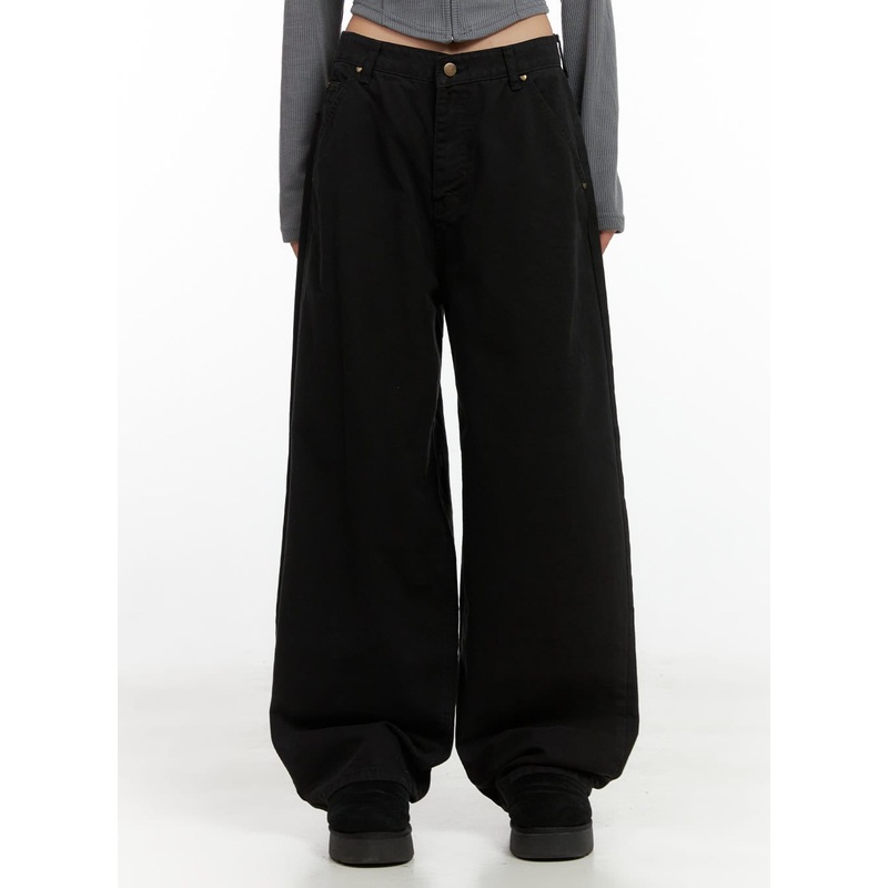 Comfy Solid Wide-Leg Trousers CO424 Black S