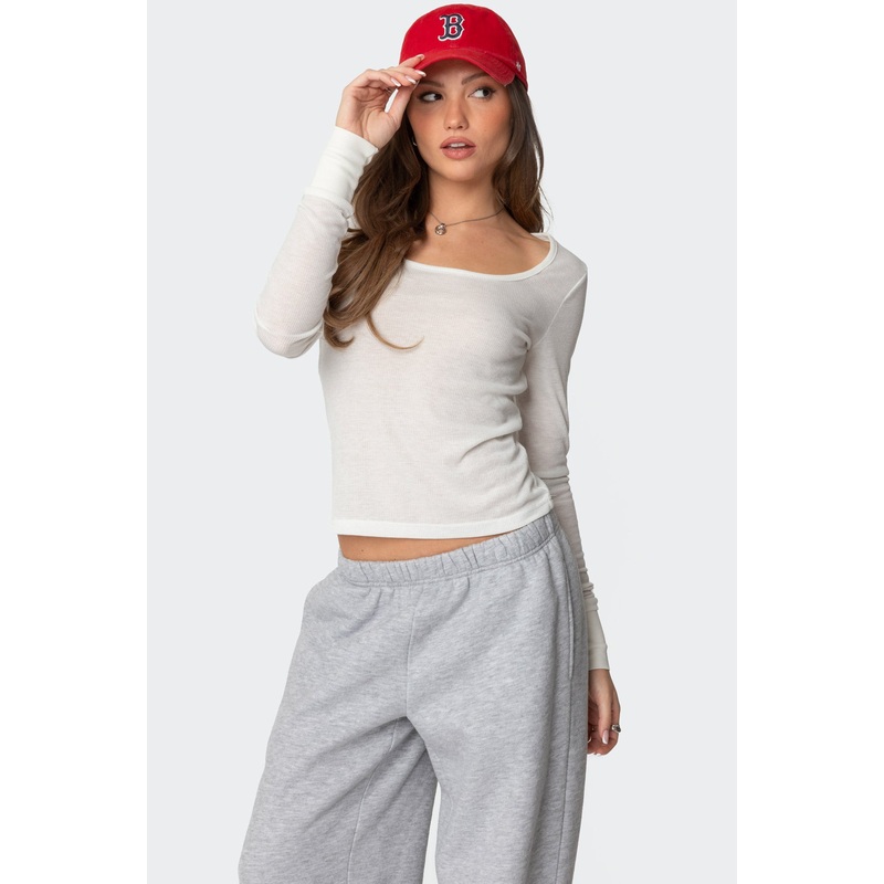 Hailey Scoop Neck Top WHITE XS