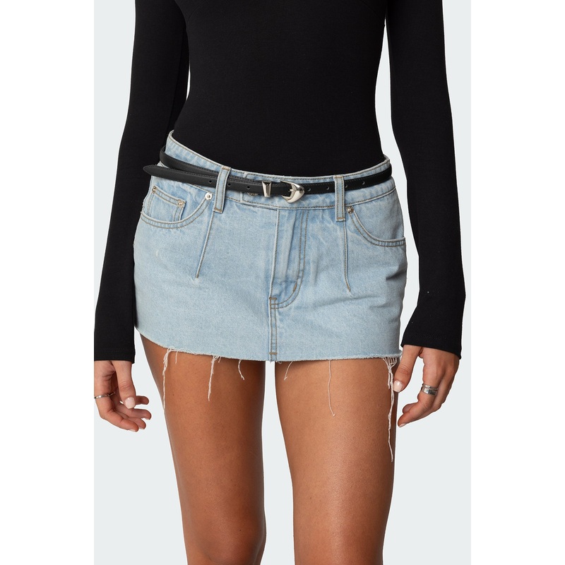 Abstract Buckle Faux Leather Belt BLACK OS