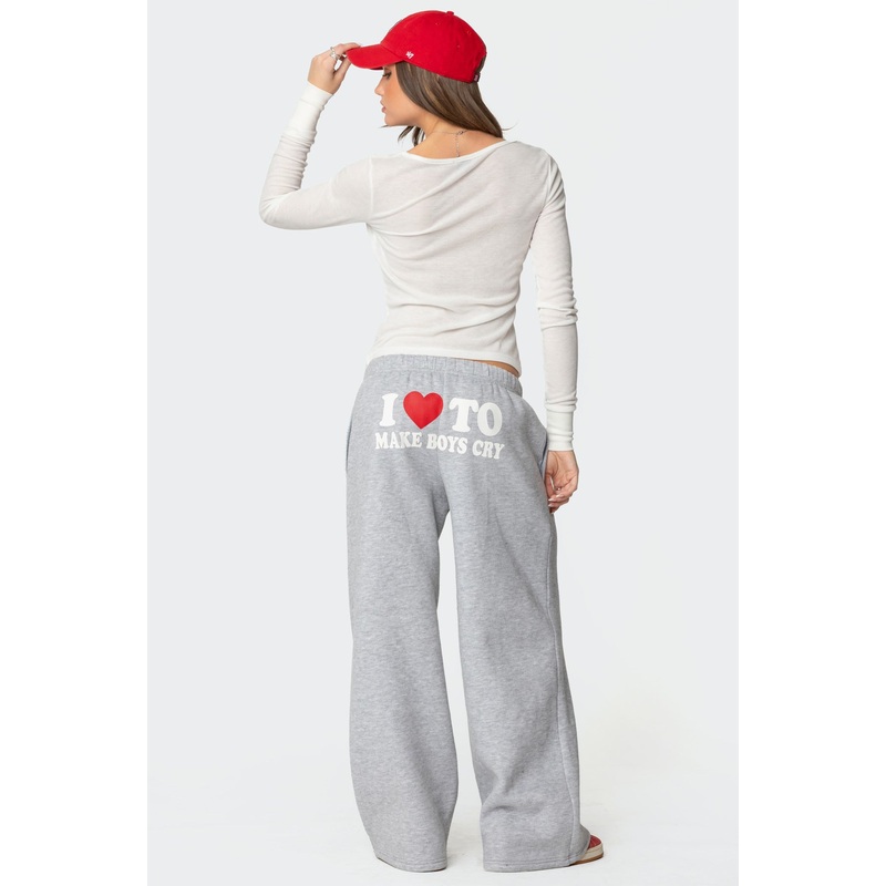 Boys Cry Wide Leg Sweatpants GRAY MELANGE XS