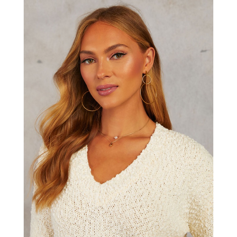 David Double Hoop Drop Earrings Gold O/S