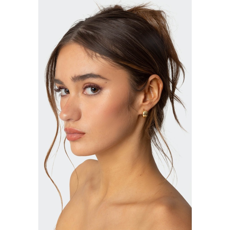 Half Hoop Chunky Stud Earrings GOLD OS