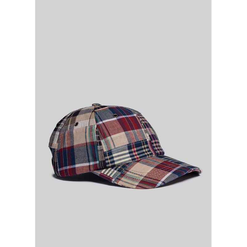J. Press x American Trench Patchwork Madras Ball Cap NAVY / RED Patchwork Plaid One Size
