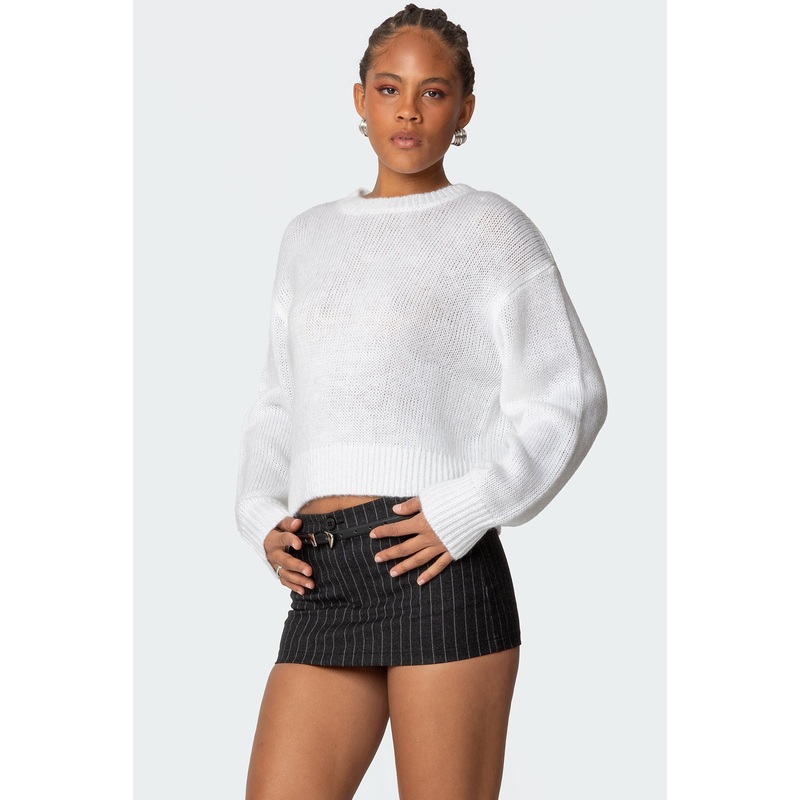 Kyrah Oversized Knit Sweater WHITE XS