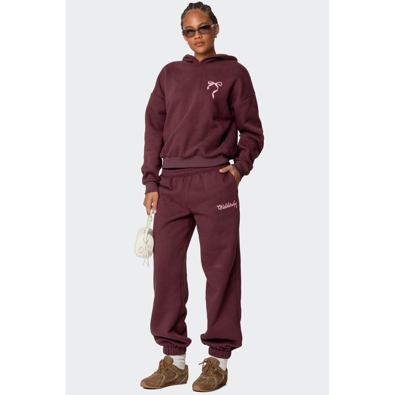 Sasha Bow Detail Sweatpants BURGUNDY XS