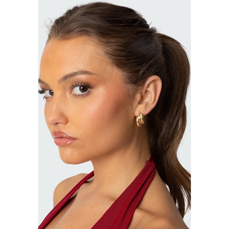 Two Time Chunky Stud Earrings GOLD OS