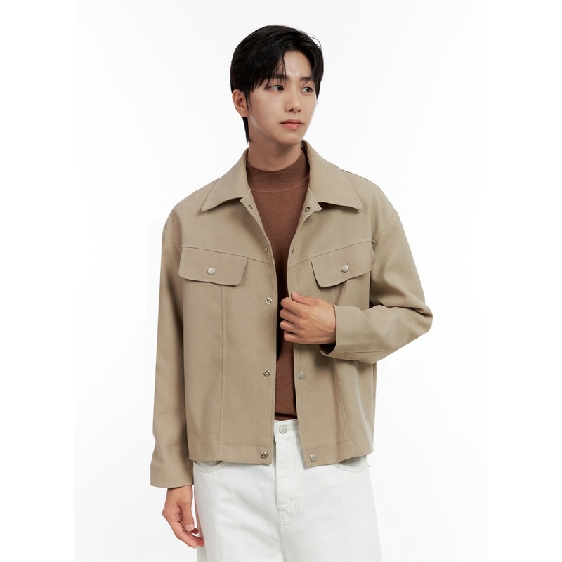 Men’s Button Collared Refined Jacket IN401 Beige M