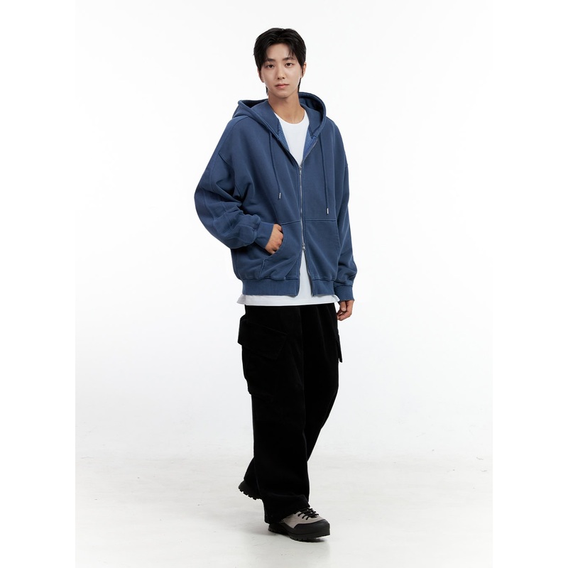 Men’s Refined Wide-Leg Cargo Pants IN401 Black M/L