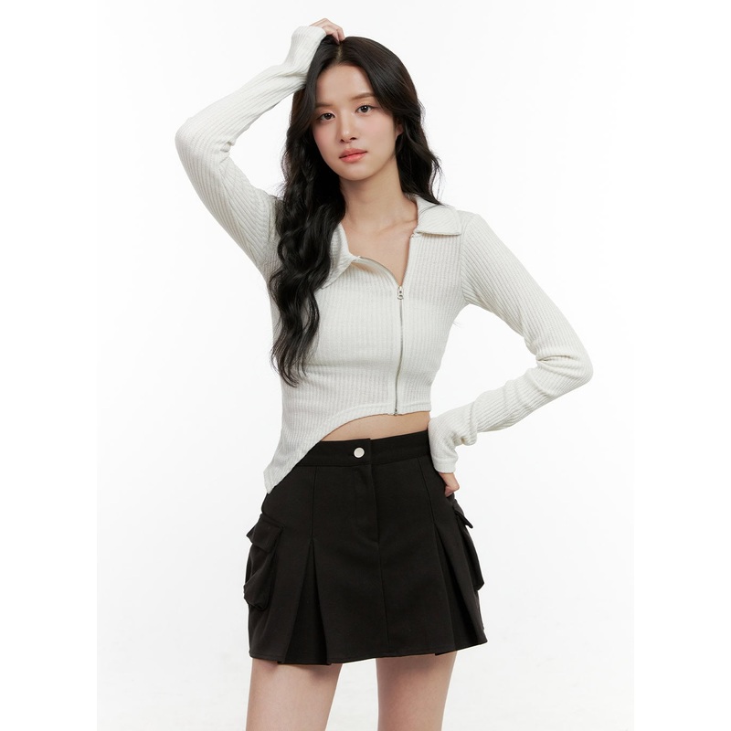 Asymmetric Slim Fit Cardigan ON404 Light beige S/M