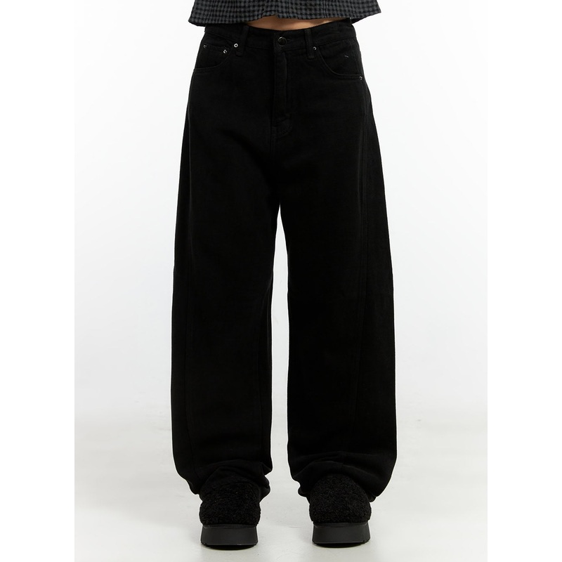 Cotton Wide Fit Trousers CN405 Black S