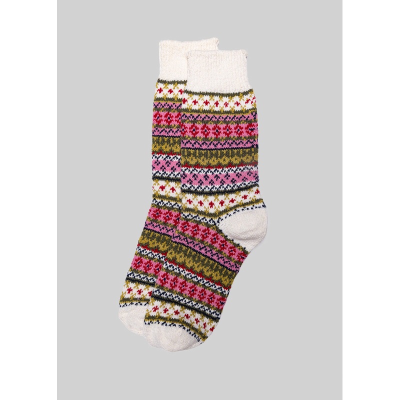 Women’s Cotton Fair Isle Sock forest green women’s one size