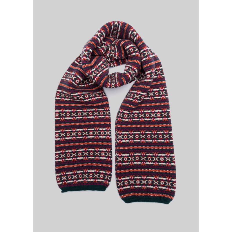 Wool Fair Isle Scarf holly One Size