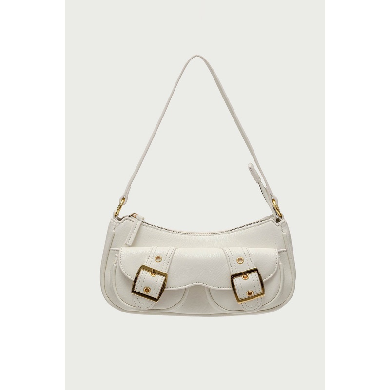 Zinnia Faux Leather Buckle Bag CREAM OS