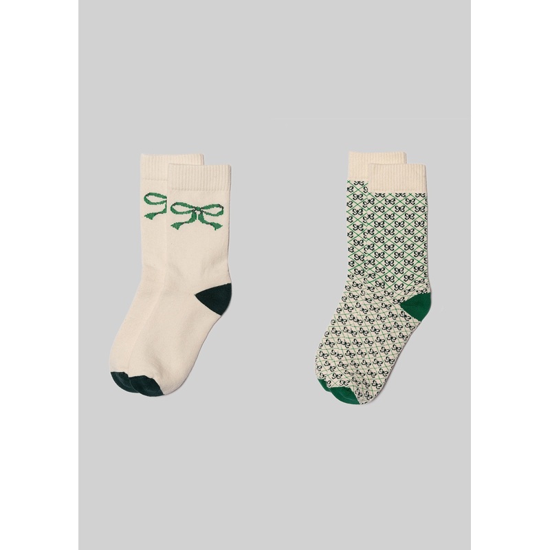 Women’s Bow Sock (2-Pack) Bow (Single) bottle green women’s one size