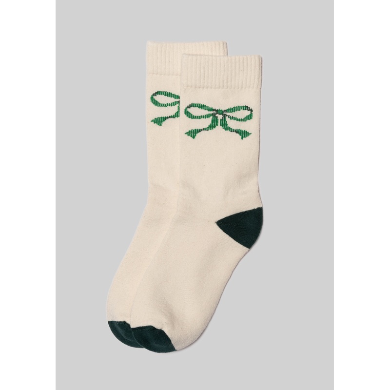 Women’s Bow Sock (Single) Bow (Single) bottle green women’s one size