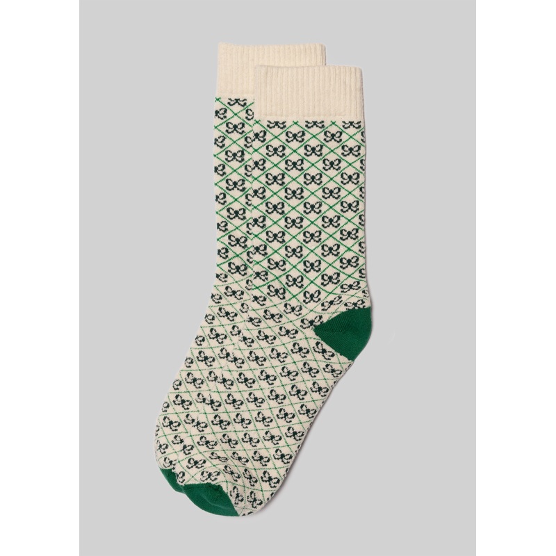 Women’s Lattice Sock Bow (Single) bottle green women’s one size