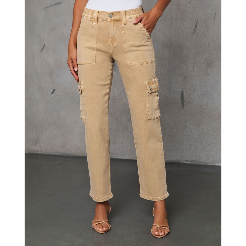 Hauser Stretch Cargo High Rise Jeans Khaki 24