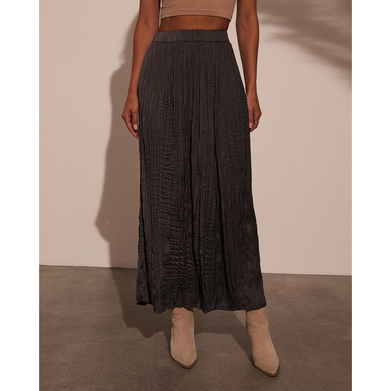 Selah Plisse Maxi Skirt Charcoal XS