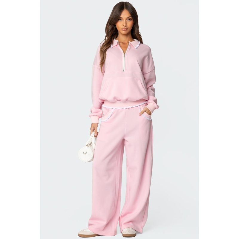 Ashtin Ruffle Trim Sweatpants LIGHT PINK XS