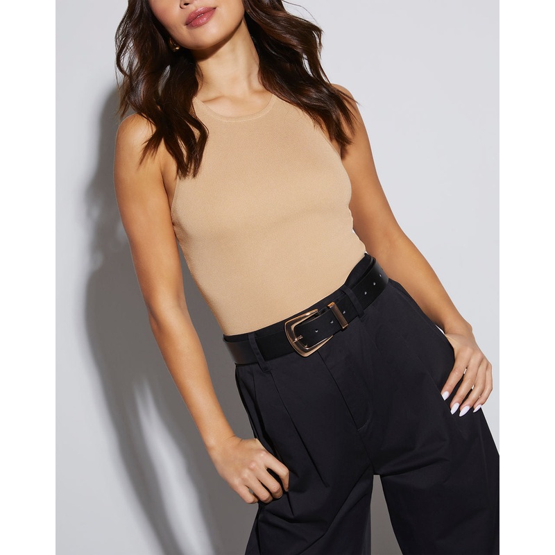 Pisces Wide Metal Tip Belt Black/Gold O/S