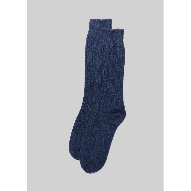 Wool Silk Cable Knit Sock charcoal One Size