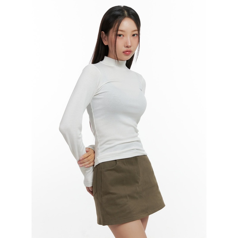 SimplyChic Solid Turtle Neck Top CN412 White S/M