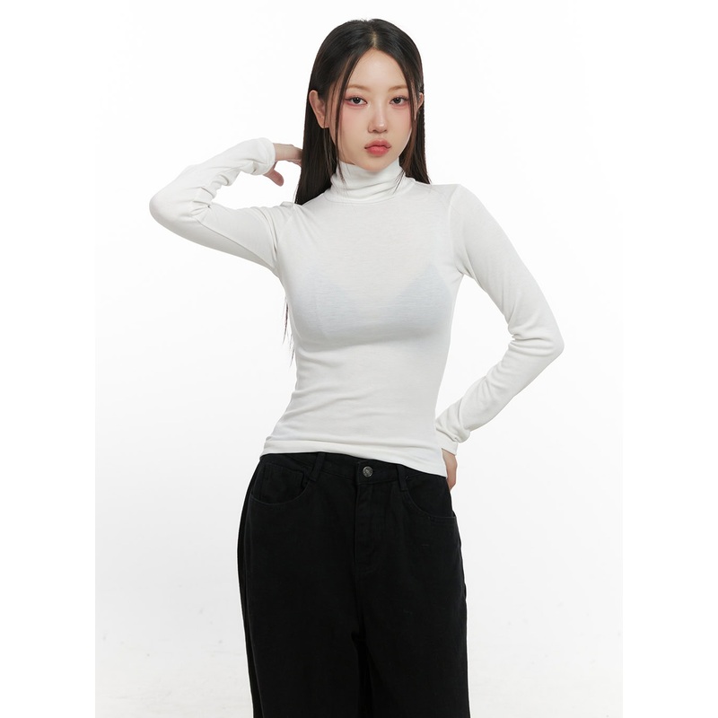 SlimFit Turtle Neck Top CN415 White S/M